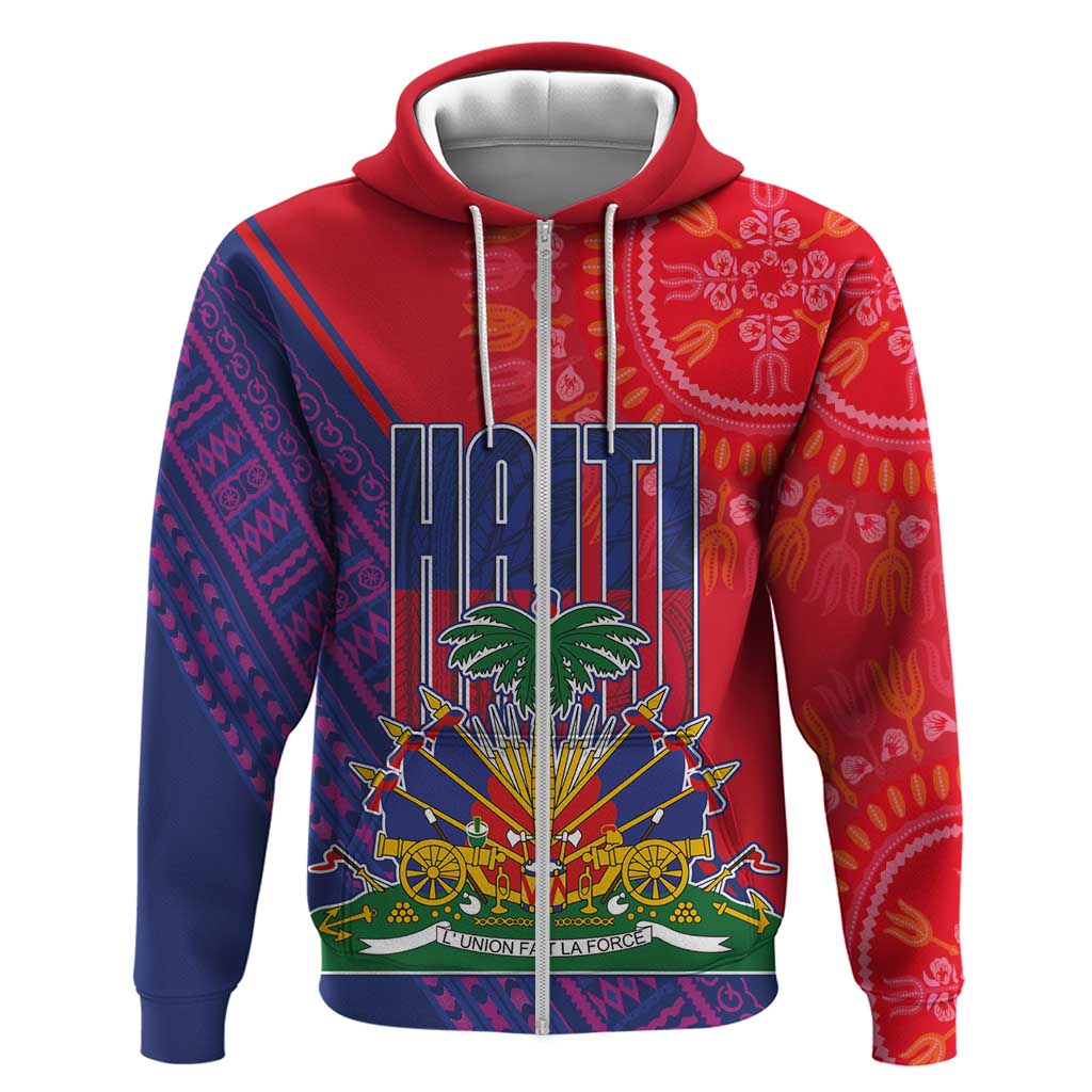 Haiti National Emblem Hoodie Dashiki and Polynesian Pattern LT03