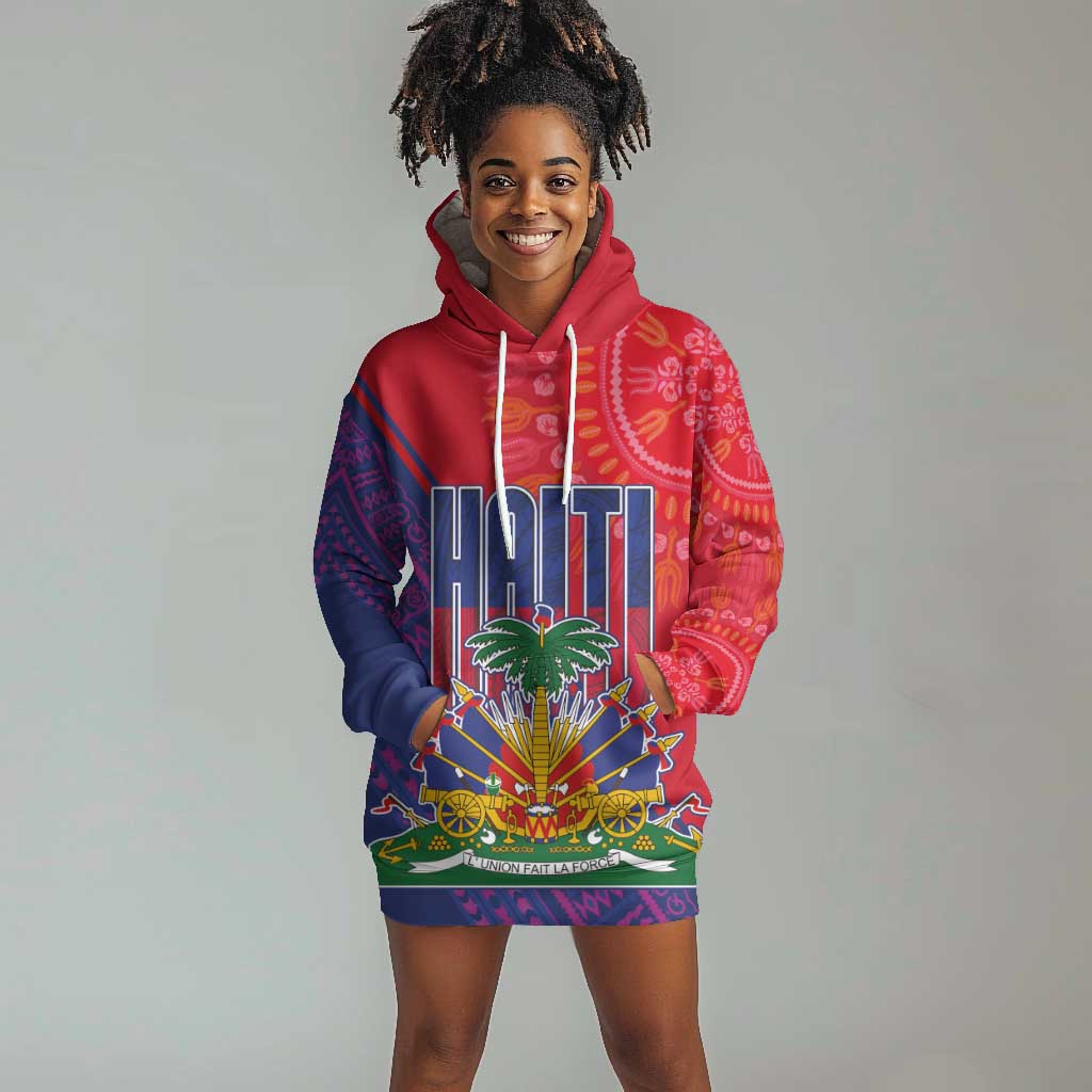 Haiti National Emblem Hoodie Dress Dashiki and Polynesian Pattern LT03