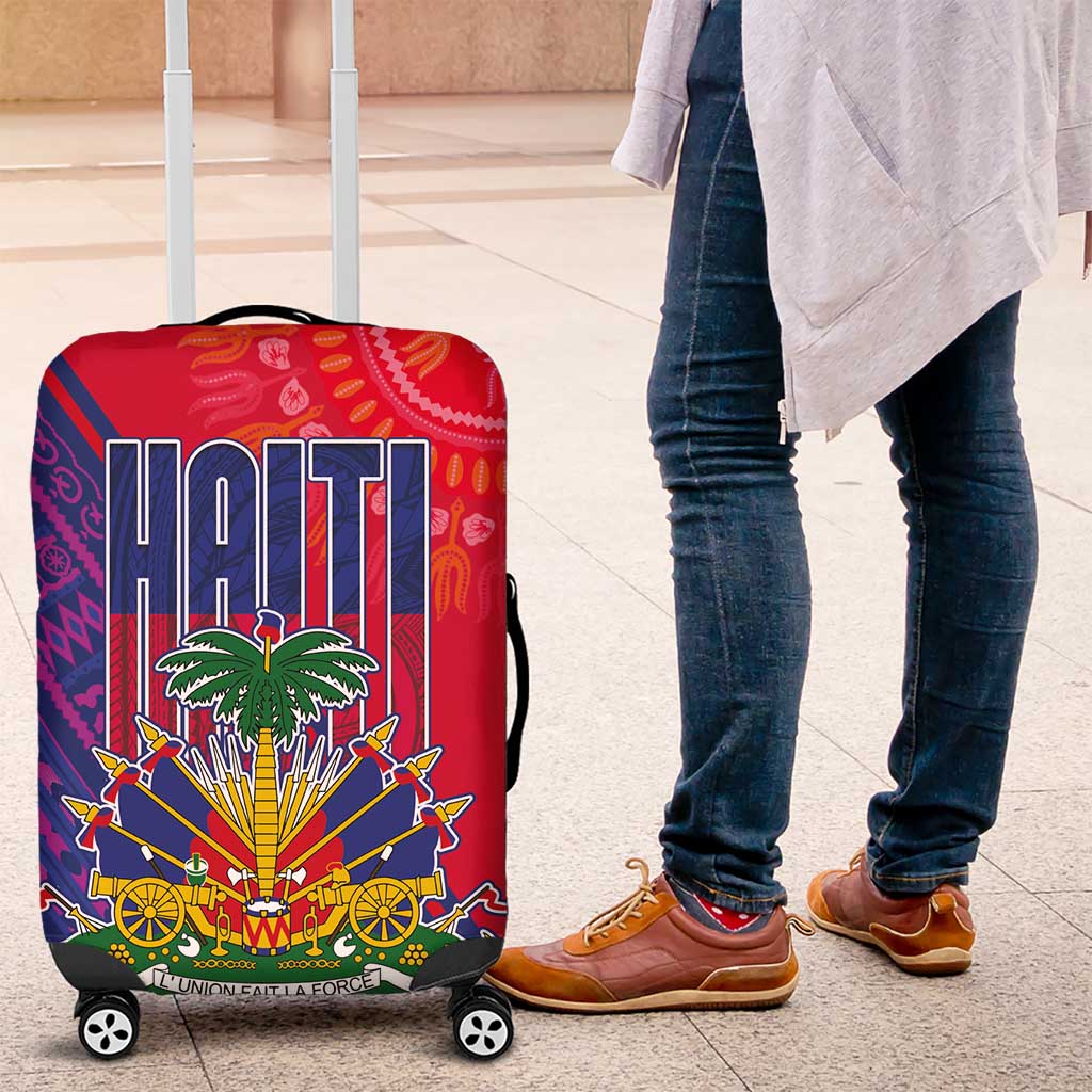 Haiti National Emblem Luggage Cover Dashiki and Polynesian Pattern LT03