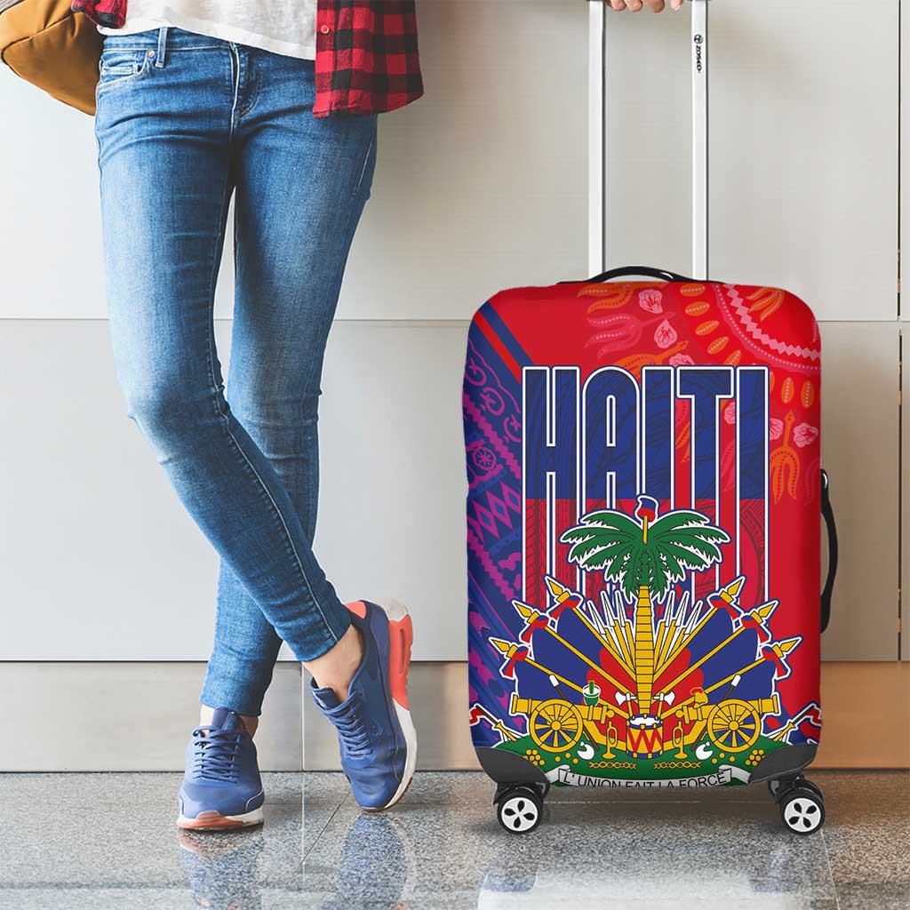 Haiti National Emblem Luggage Cover Dashiki and Polynesian Pattern LT03