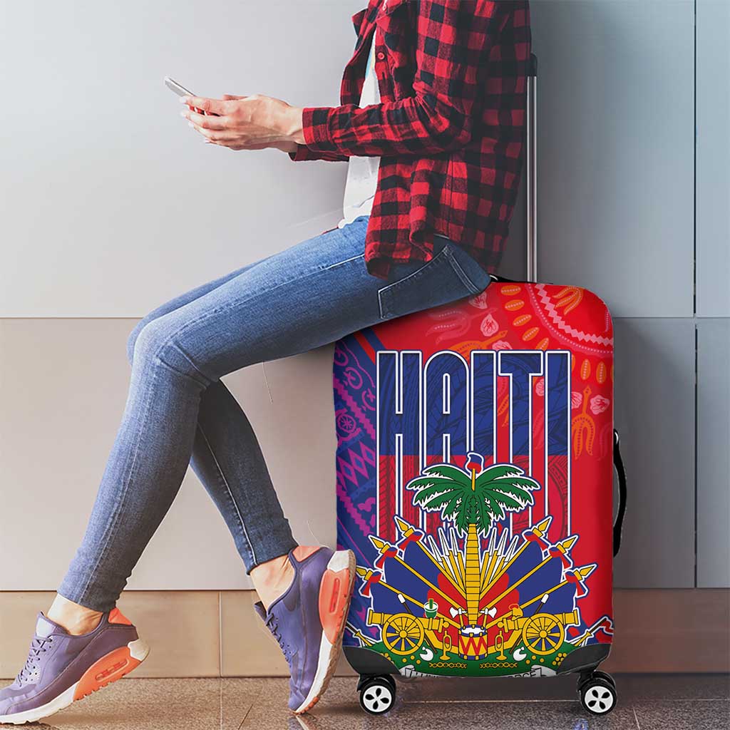 Haiti National Emblem Luggage Cover Dashiki and Polynesian Pattern LT03