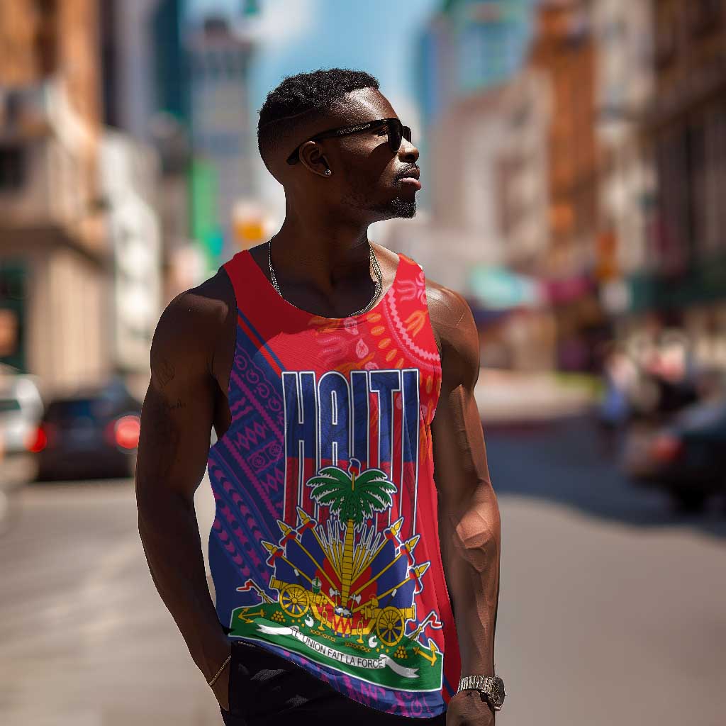 Haiti National Emblem Men Tank Top Dashiki and Polynesian Pattern LT03