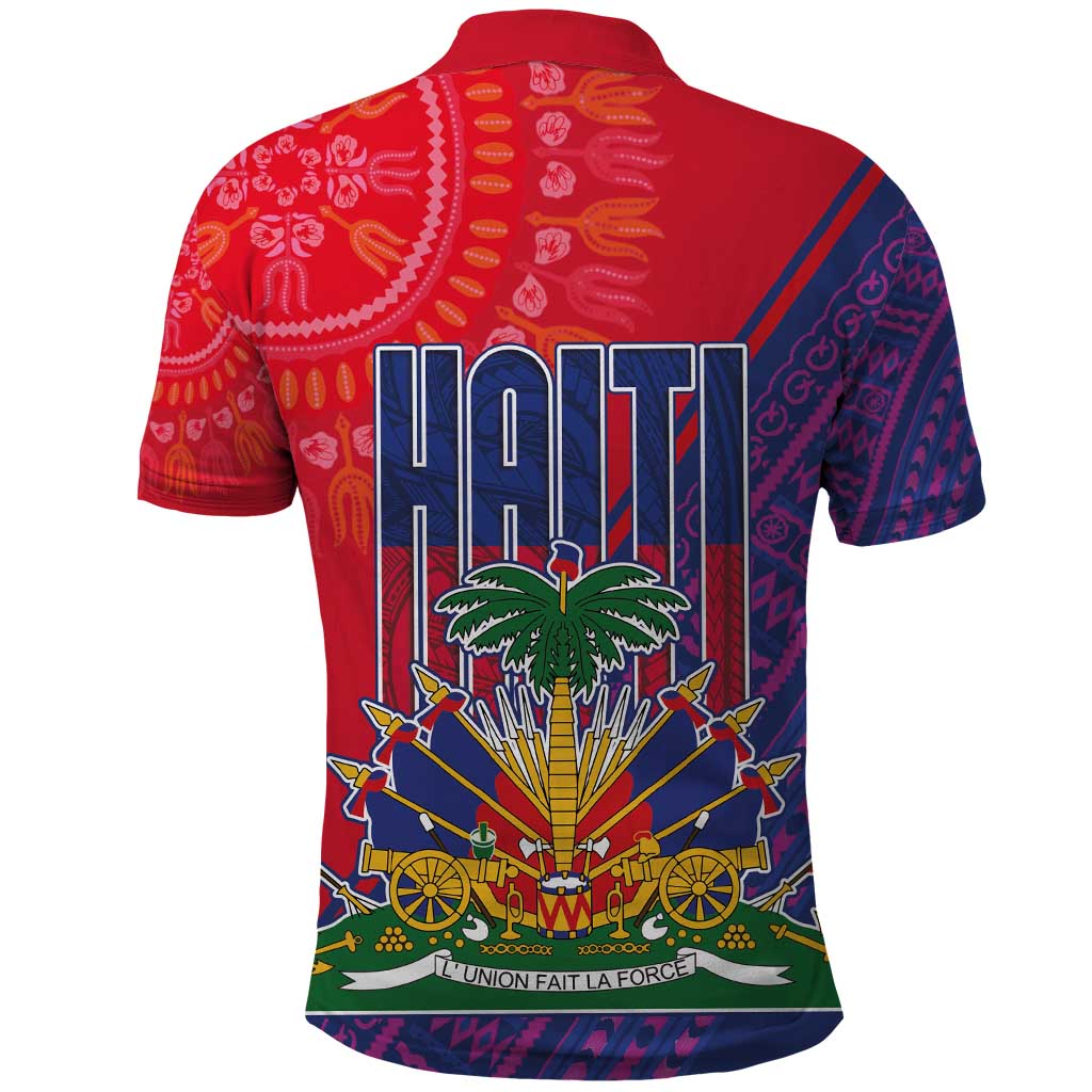 Haiti National Emblem Polo Shirt Dashiki and Polynesian Pattern LT03