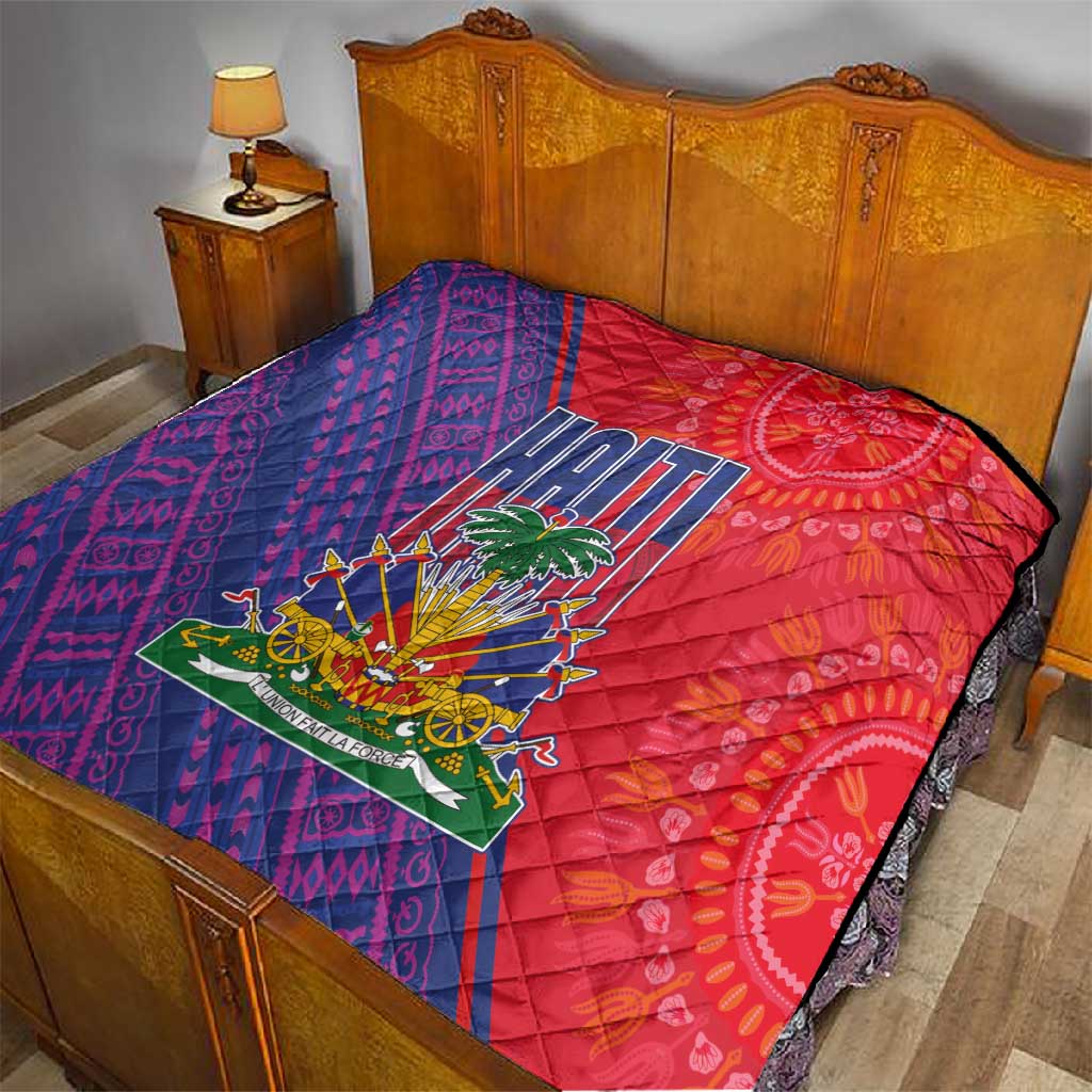 Haiti National Emblem Quilt Dashiki and Polynesian Pattern LT03