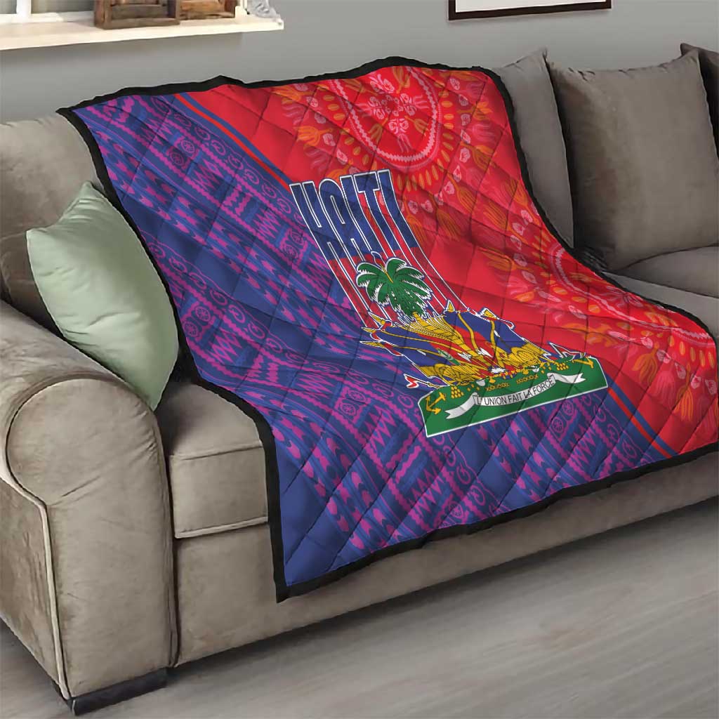 Haiti National Emblem Quilt Dashiki and Polynesian Pattern LT03
