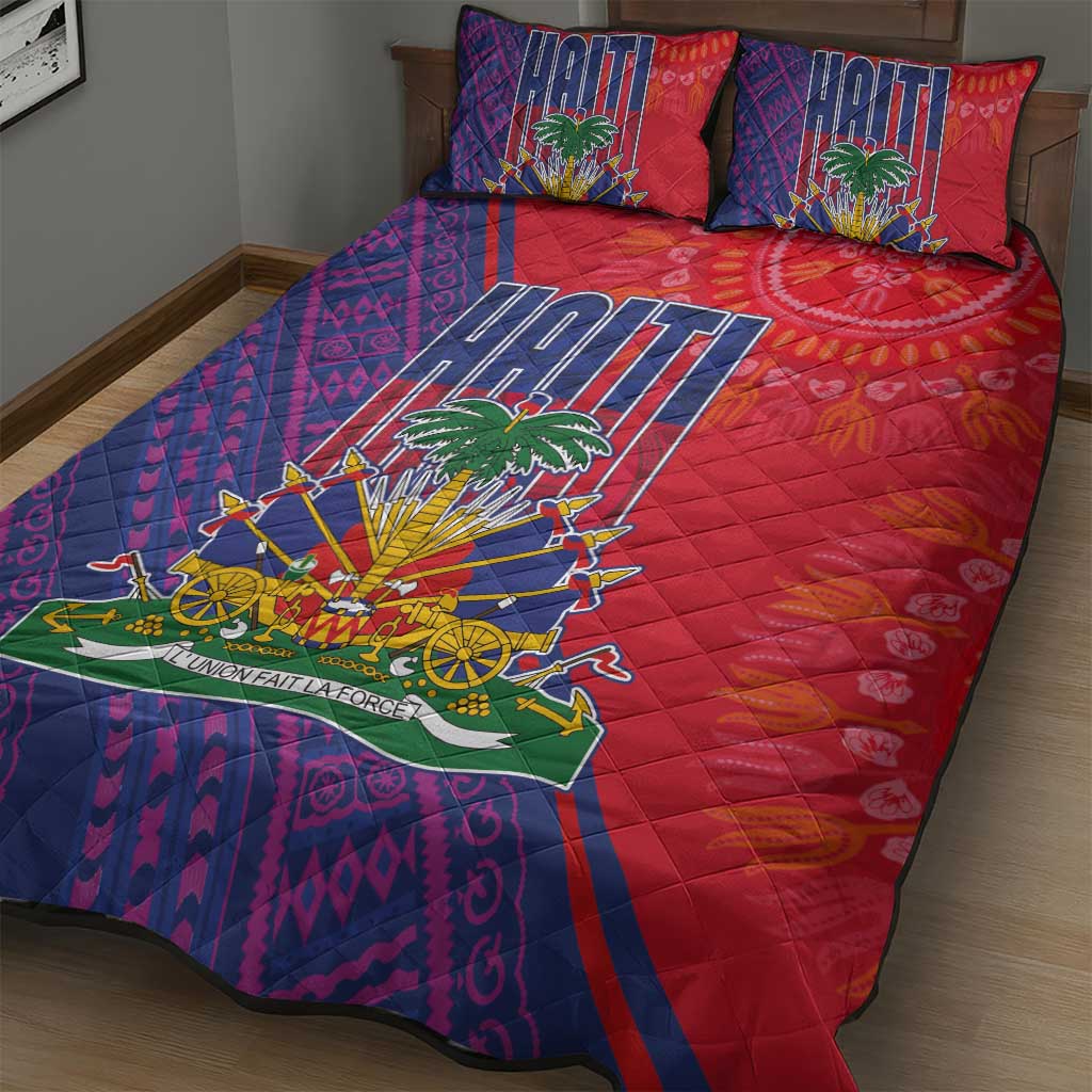 Haiti National Emblem Quilt Bed Set Dashiki and Polynesian Pattern LT03