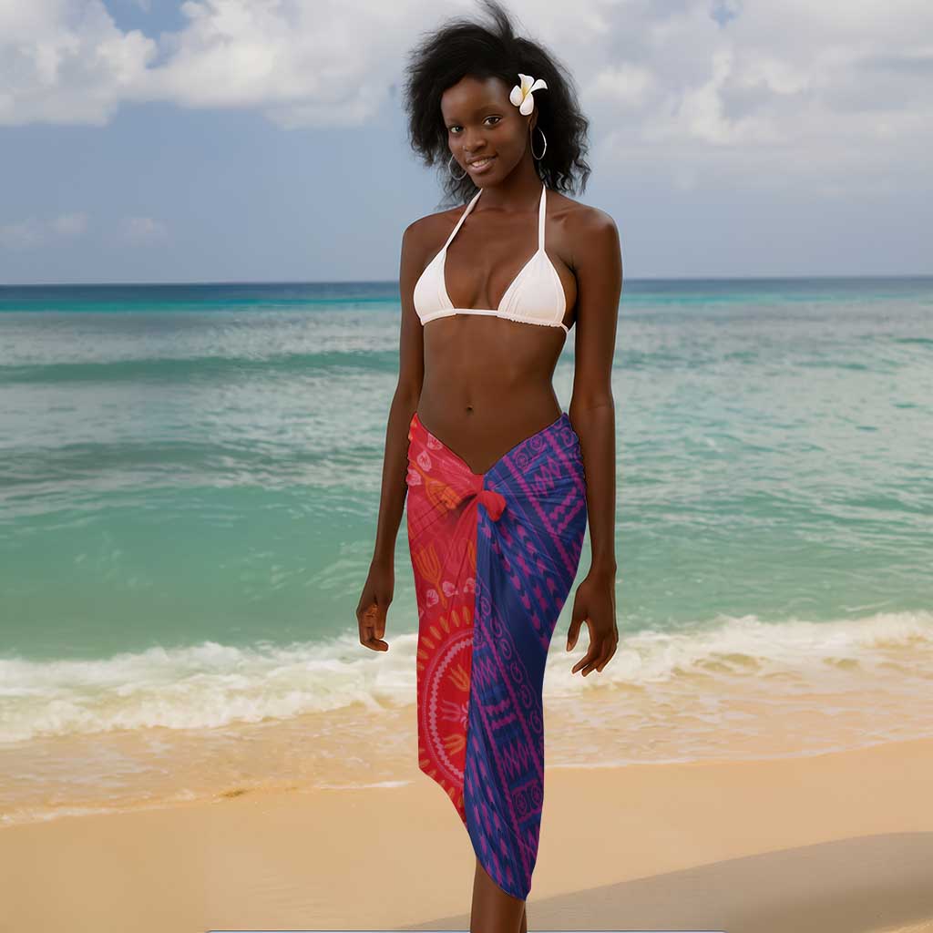 Haiti National Emblem Sarong Dashiki and Polynesian Pattern LT03