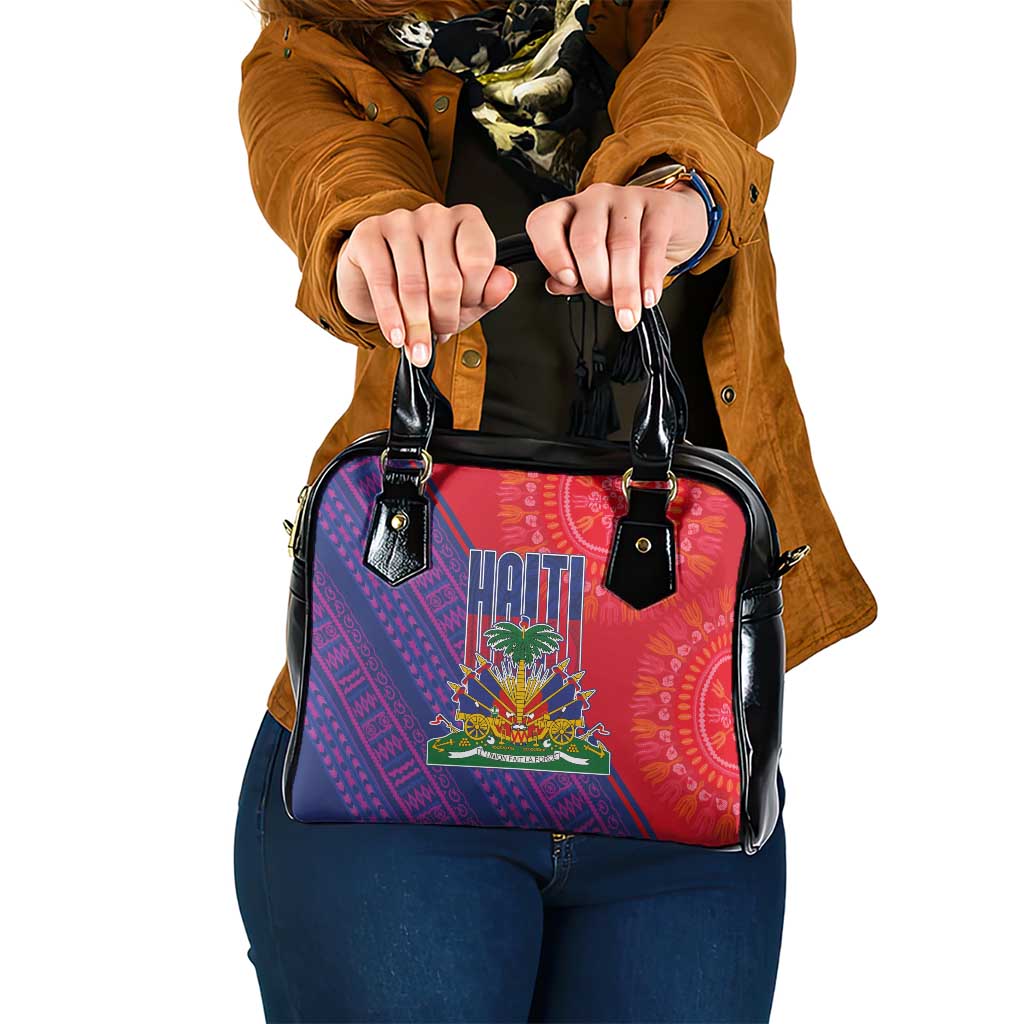 Haiti National Emblem Shoulder Handbag Dashiki and Polynesian Pattern LT03