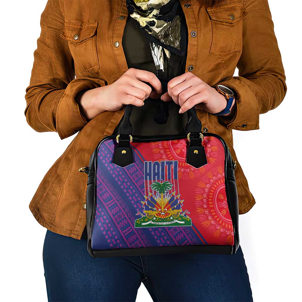 Haiti National Emblem Shoulder Handbag Dashiki and Polynesian Pattern LT03