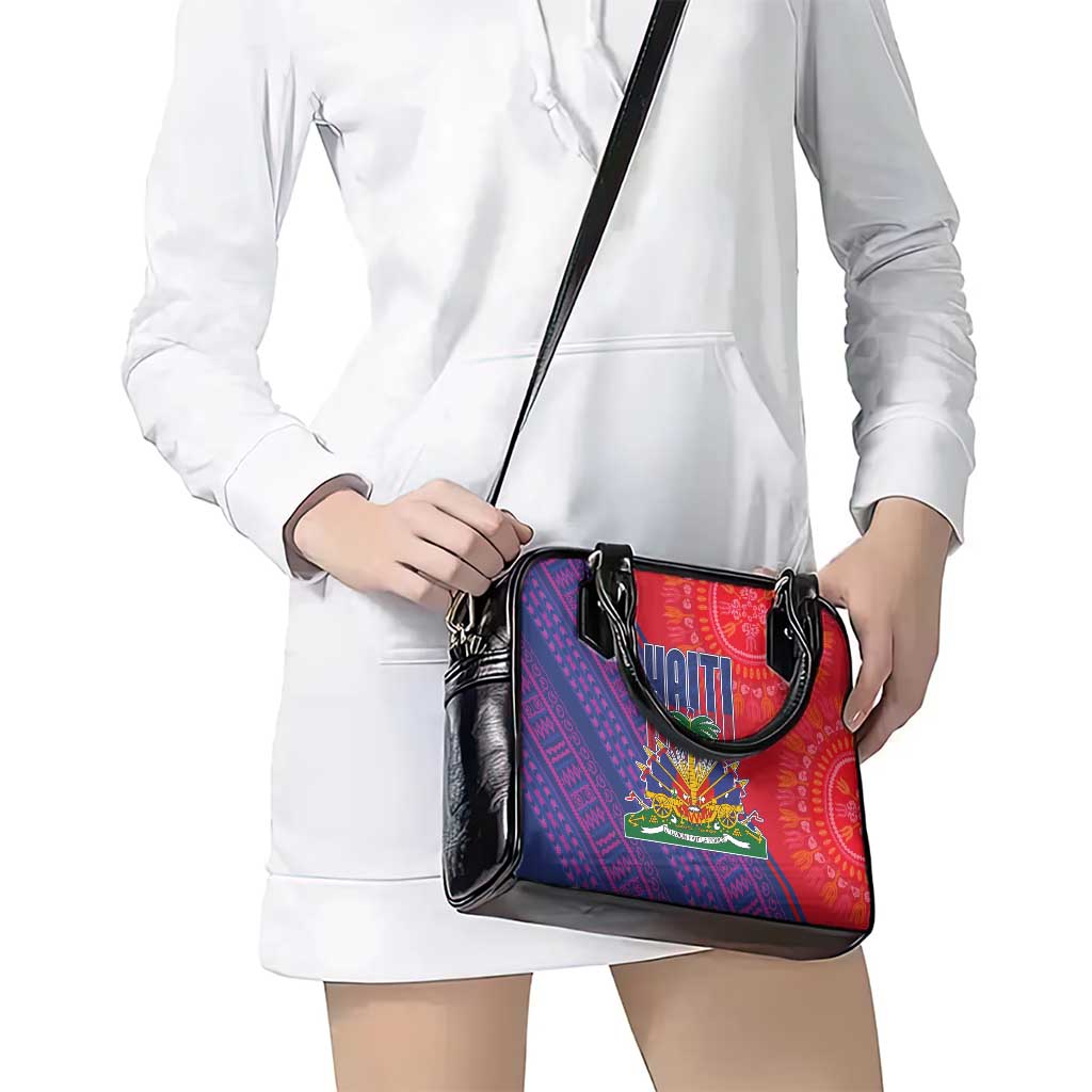 Haiti National Emblem Shoulder Handbag Dashiki and Polynesian Pattern LT03
