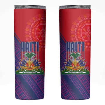 Haiti National Emblem Skinny Tumbler Dashiki and Polynesian Pattern LT03
