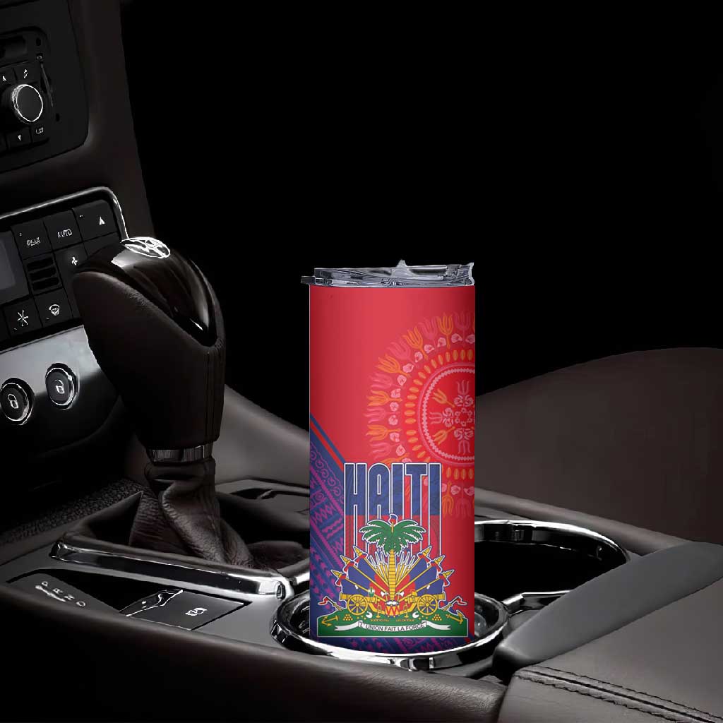 Haiti National Emblem Skinny Tumbler Dashiki and Polynesian Pattern LT03