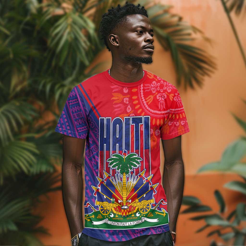 Haiti National Emblem T shirt Dashiki and Polynesian Pattern LT03