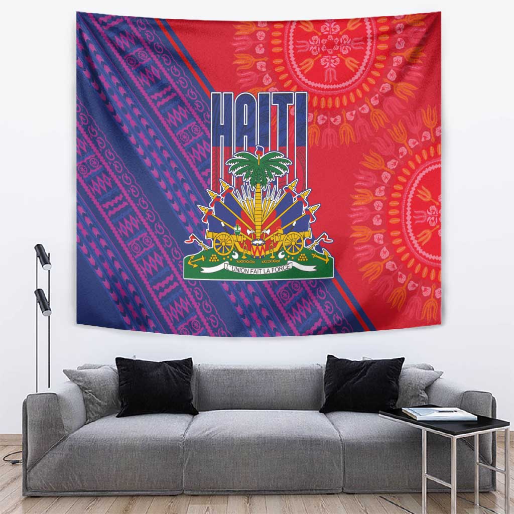 Haiti National Emblem Tapestry Dashiki and Polynesian Pattern LT03