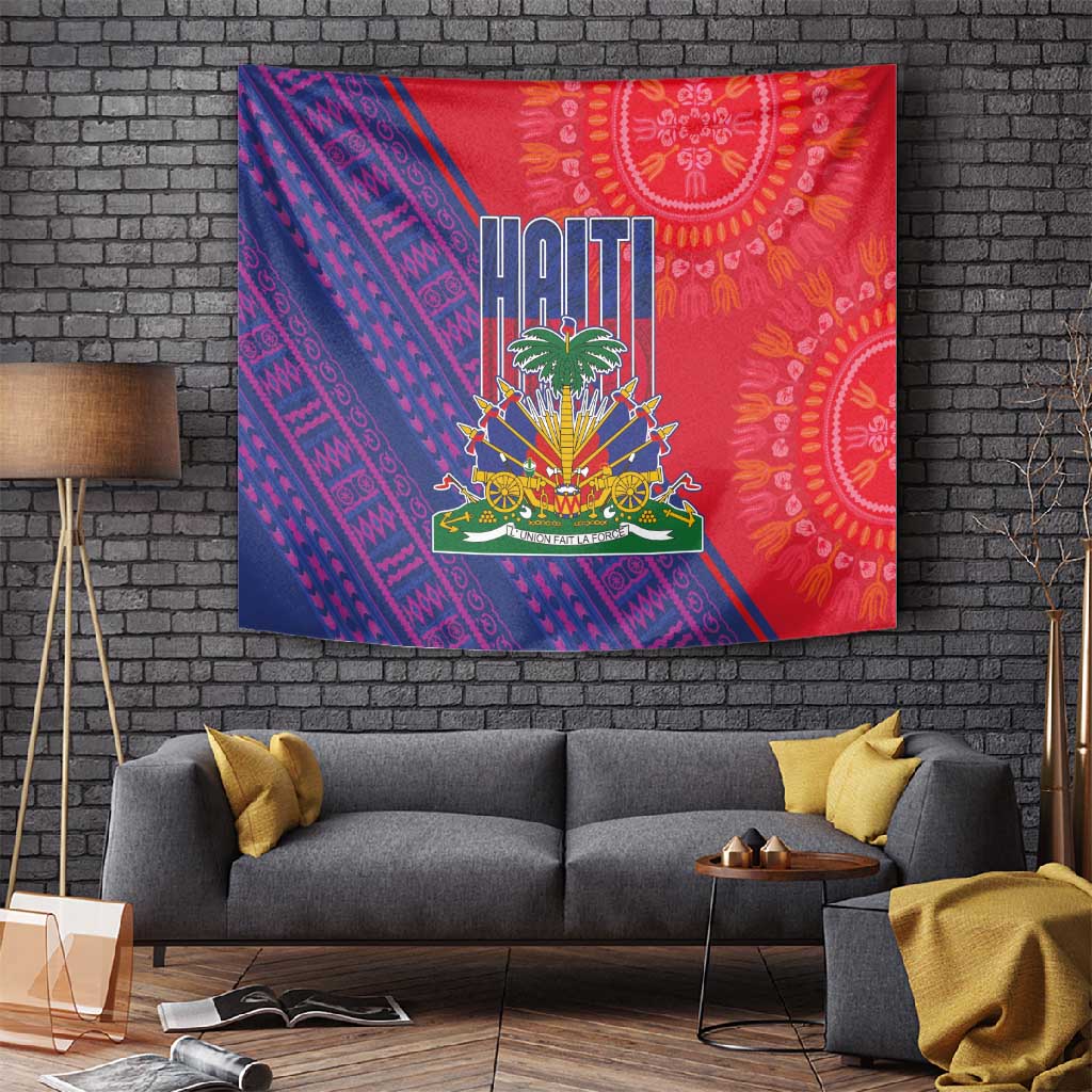 Haiti National Emblem Tapestry Dashiki and Polynesian Pattern LT03