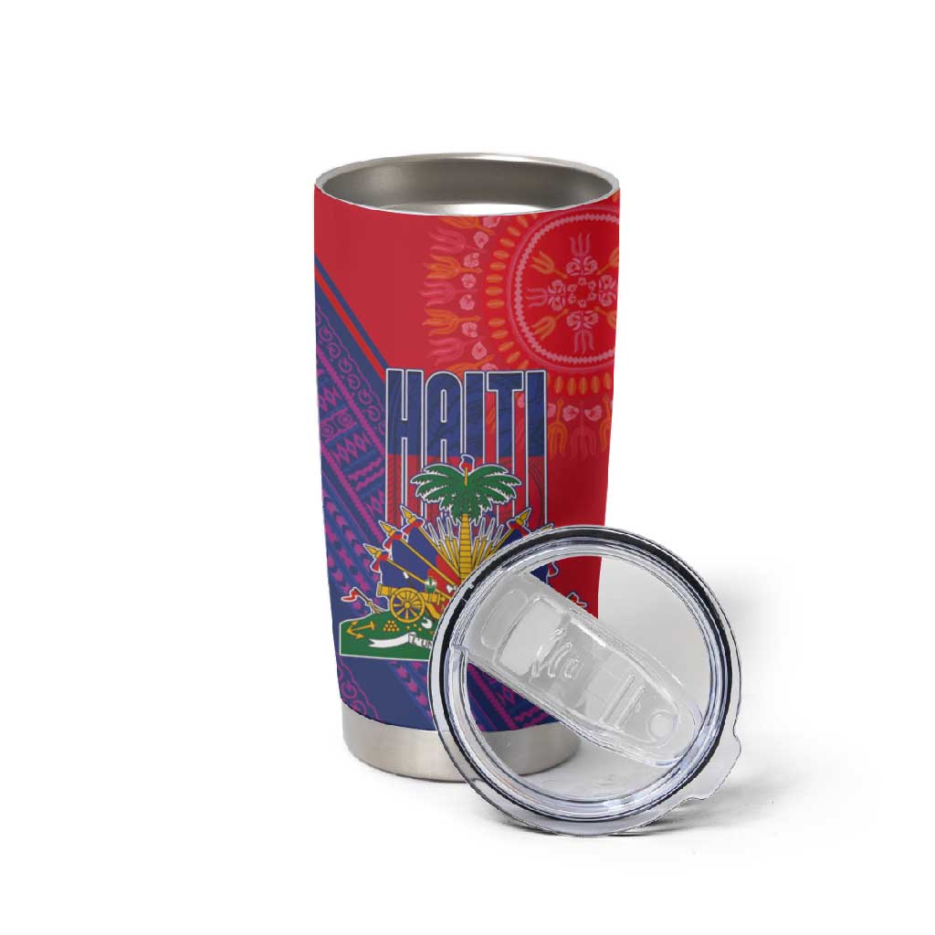 Haiti National Emblem Tumbler Cup Dashiki and Polynesian Pattern LT03