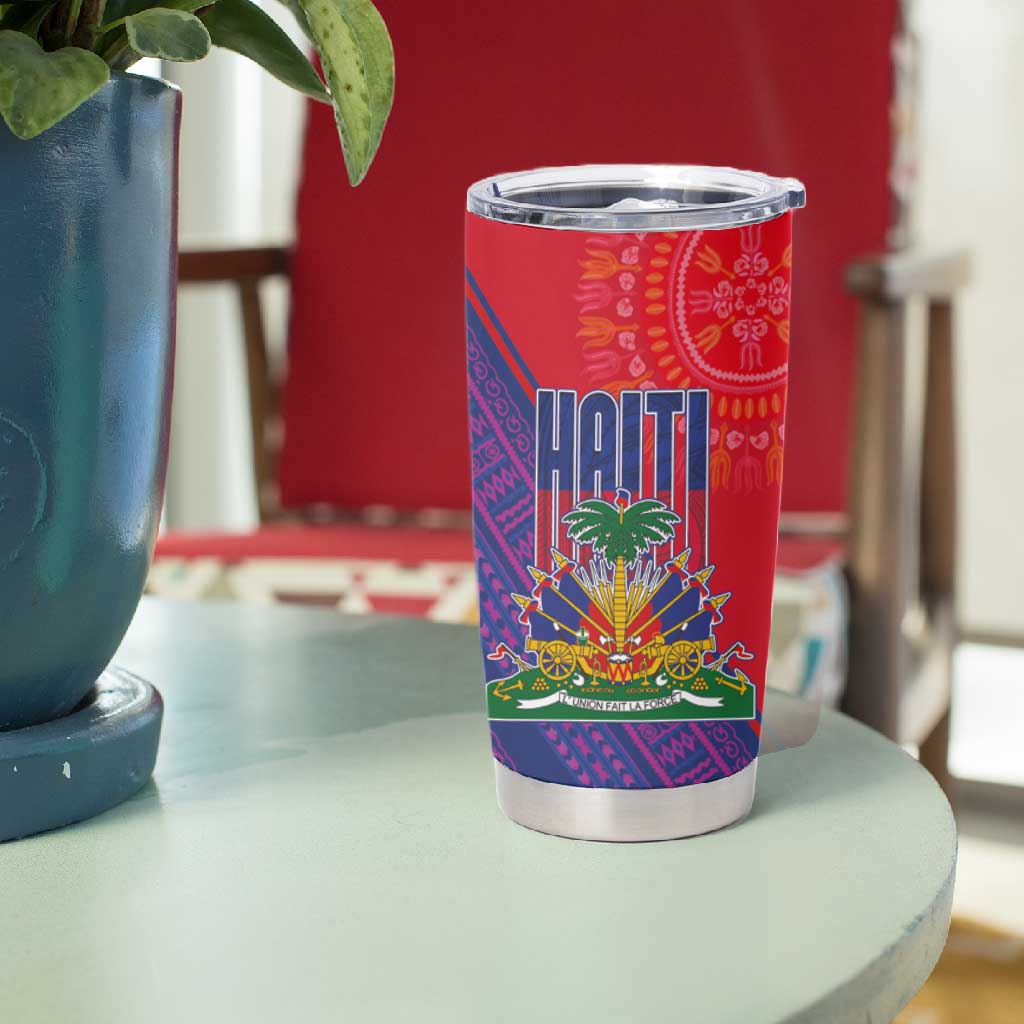 Haiti National Emblem Tumbler Cup Dashiki and Polynesian Pattern LT03