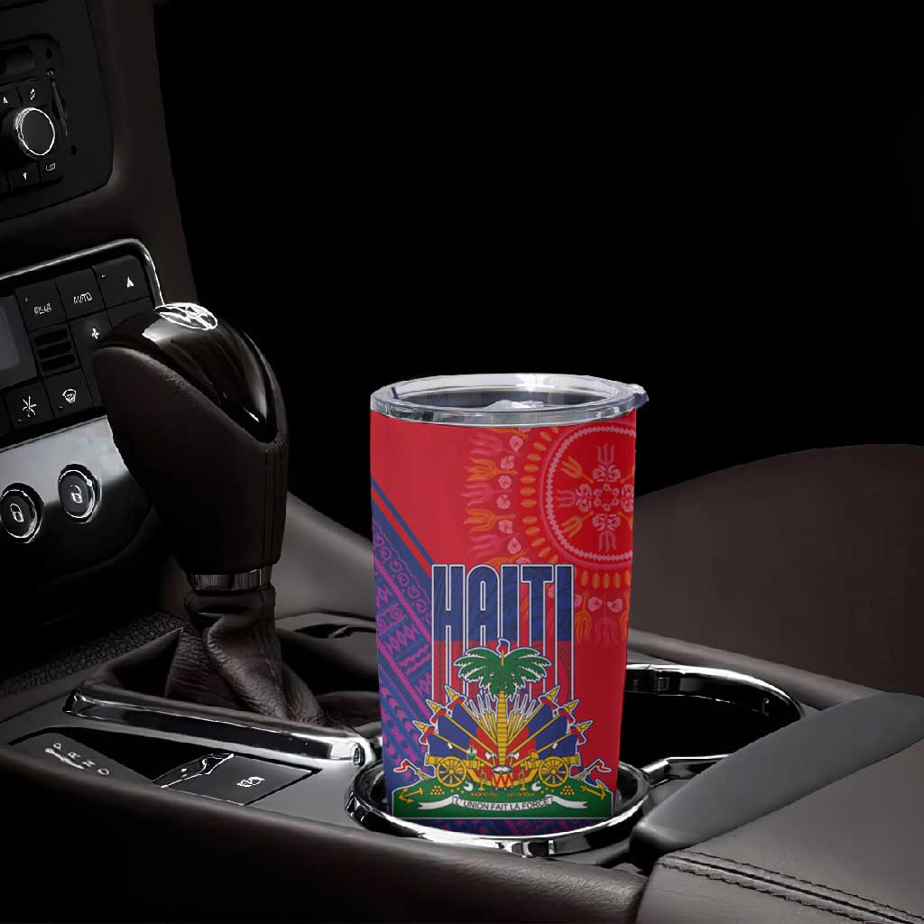 Haiti National Emblem Tumbler Cup Dashiki and Polynesian Pattern LT03
