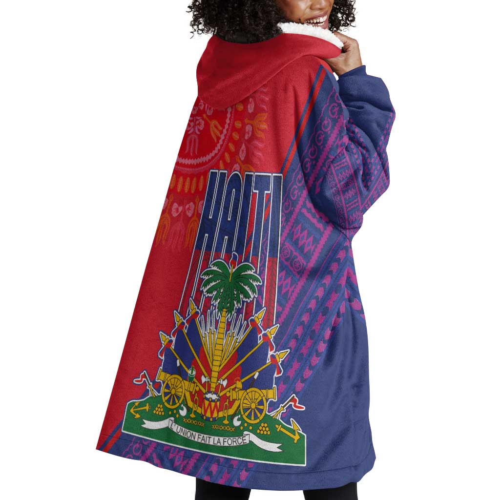 Haiti National Emblem Wearable Blanket Hoodie Dashiki and Polynesian Pattern LT03