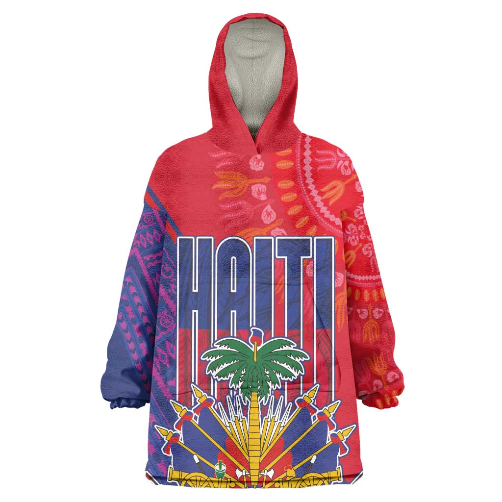Haiti National Emblem Wearable Blanket Hoodie Dashiki and Polynesian Pattern LT03