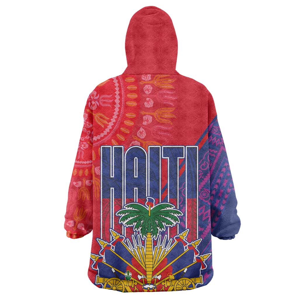 Haiti National Emblem Wearable Blanket Hoodie Dashiki and Polynesian Pattern LT03