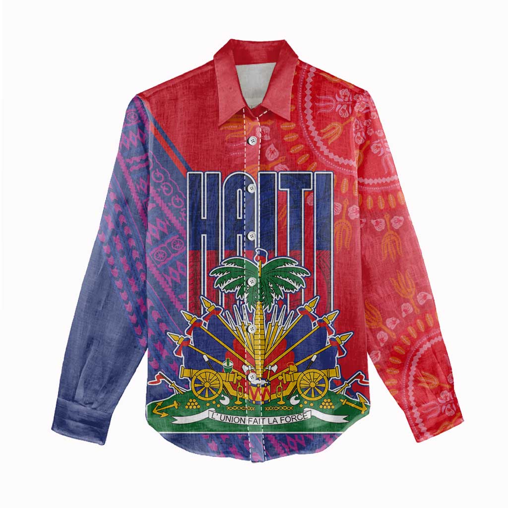 Haiti National Emblem Women Casual Shirt Dashiki and Polynesian Pattern LT03