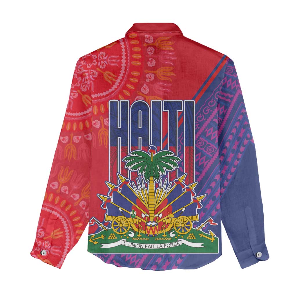 Haiti National Emblem Women Casual Shirt Dashiki and Polynesian Pattern LT03