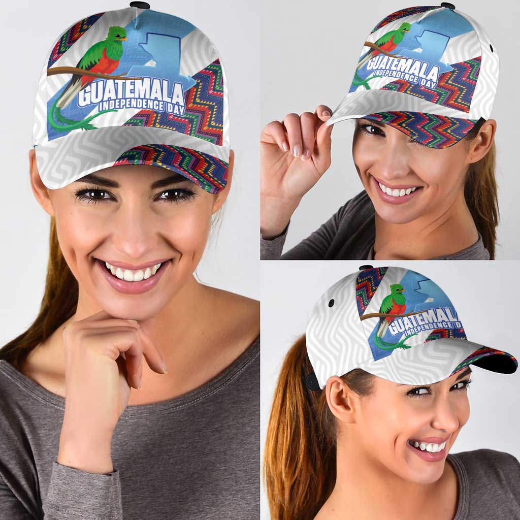Guatemala Independence Day Classic Cap Resplendent Quetzal with Coat of Arms and Maya Textiles LT03