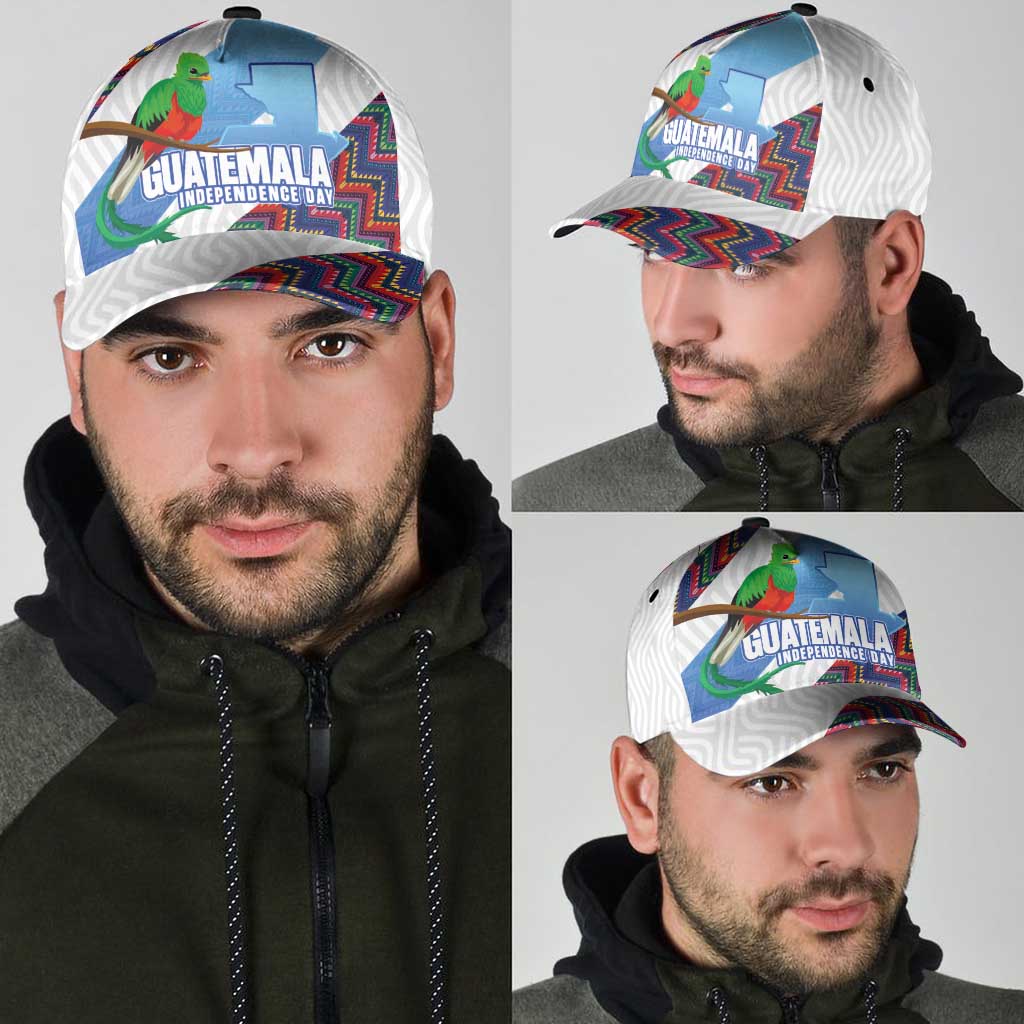 Guatemala Independence Day Classic Cap Resplendent Quetzal with Coat of Arms and Maya Textiles LT03