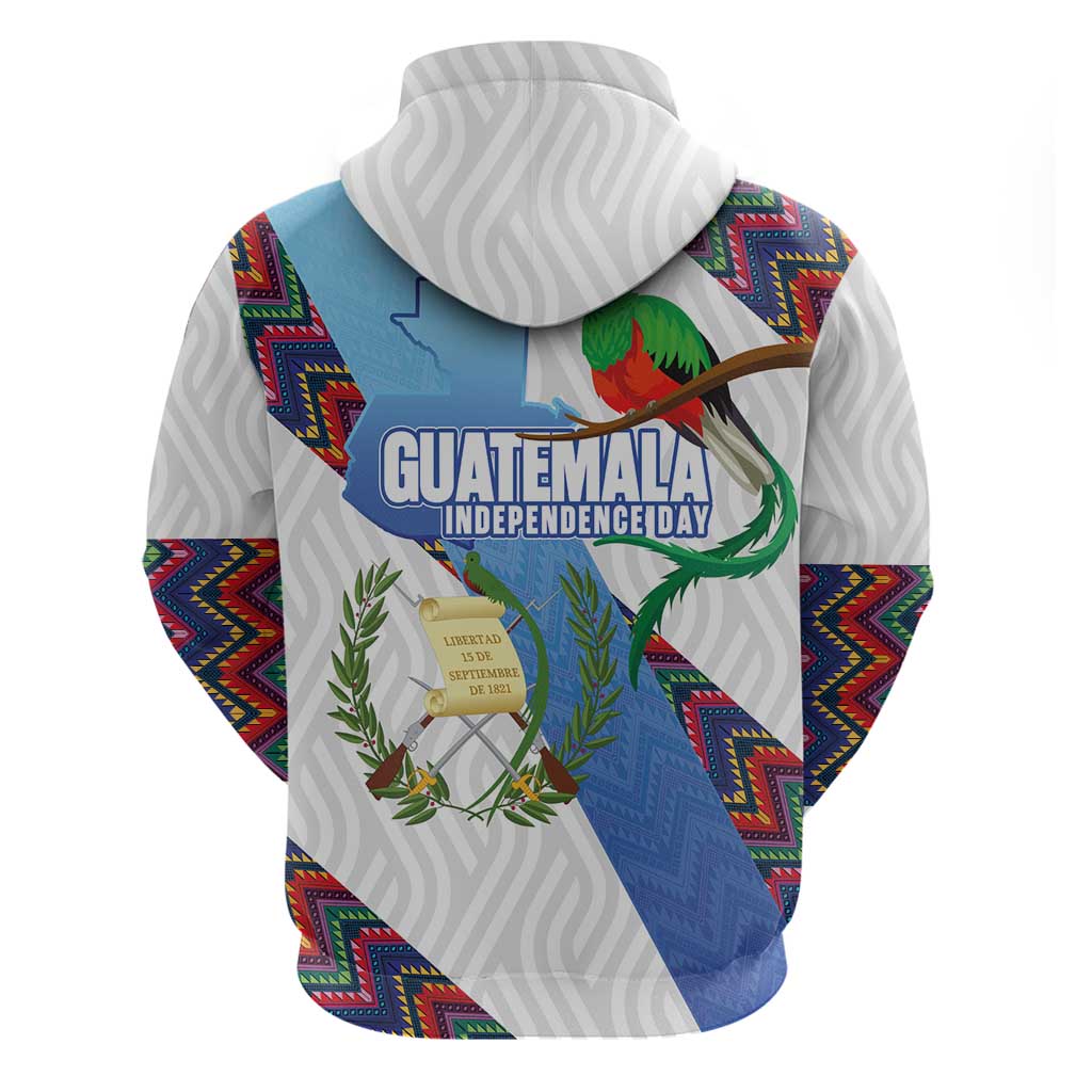 Guatemala Independence Day Hoodie Resplendent Quetzal with Coat of Arms and Maya Textiles LT03