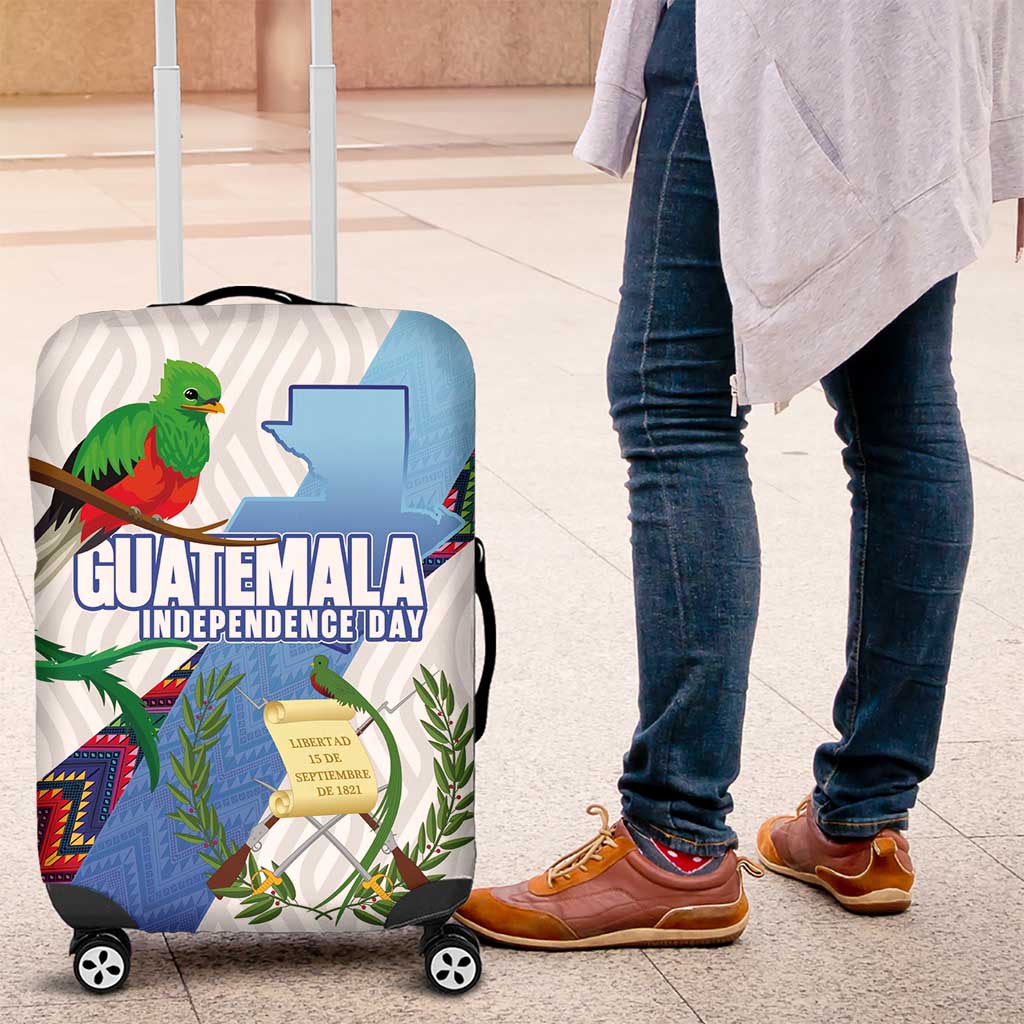 Guatemala Independence Day Luggage Cover Resplendent Quetzal with Coat of Arms and Maya Textiles LT03