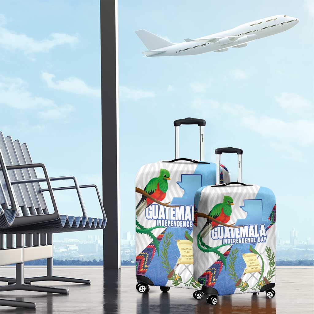 Guatemala Independence Day Luggage Cover Resplendent Quetzal with Coat of Arms and Maya Textiles LT03