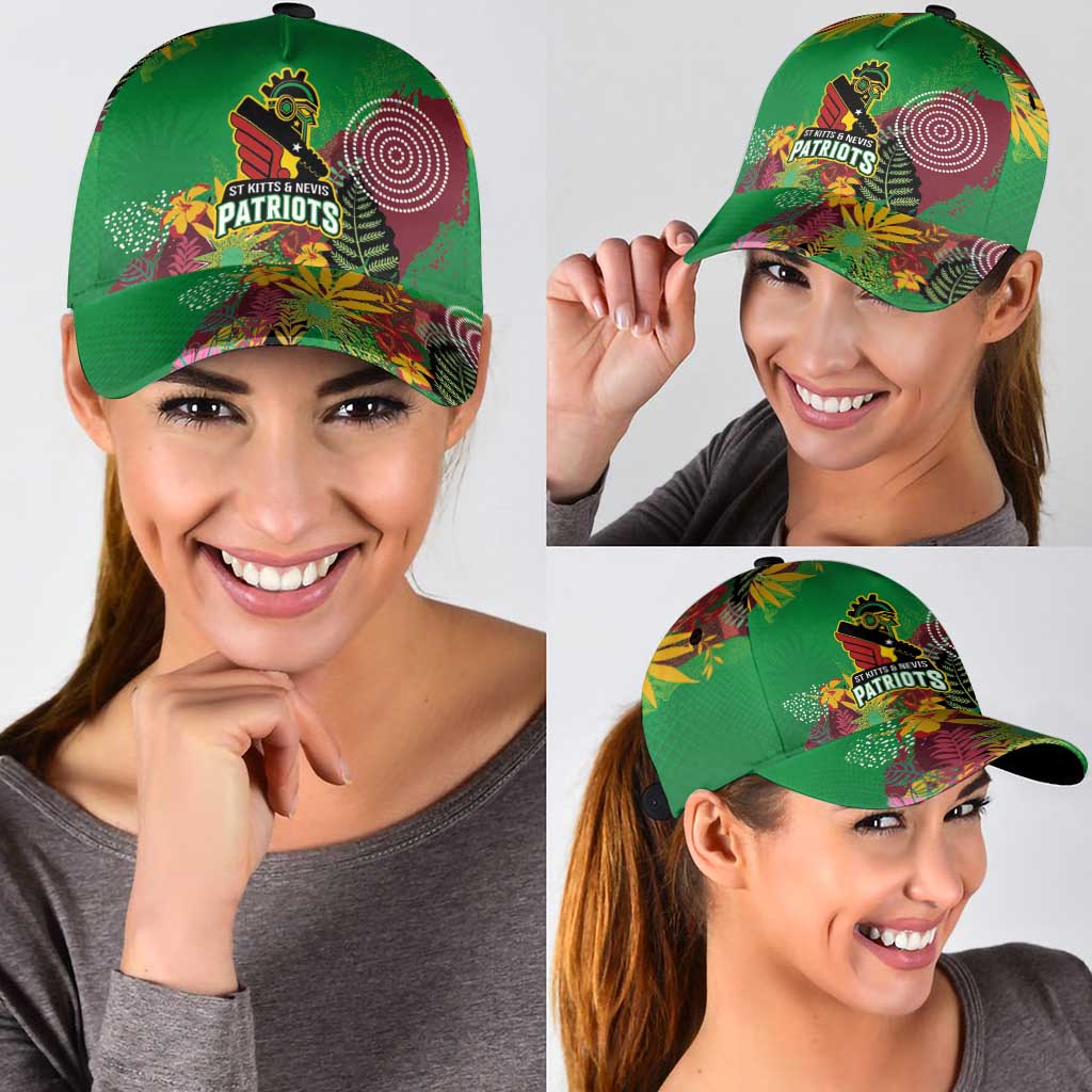 St Kitts and Nevis Cricket Patriots Classic Cap Caribbean Tropical Plants Sporty Green LT03
