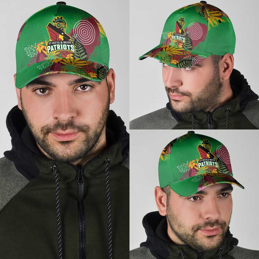 St Kitts and Nevis Cricket Patriots Classic Cap Caribbean Tropical Plants Sporty Green LT03
