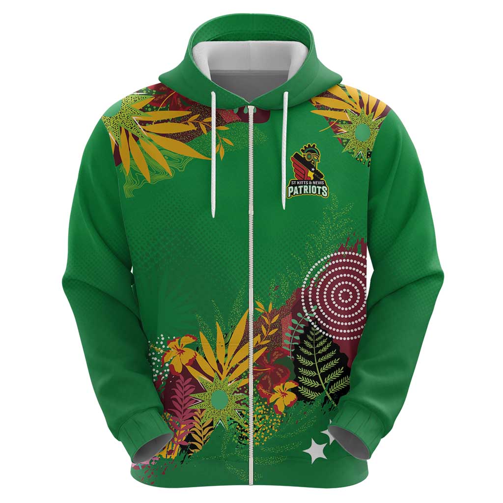 Custom St Kitts and Nevis Cricket Patriots Hoodie Caribbean Tropical Plants Sporty Green LT03
