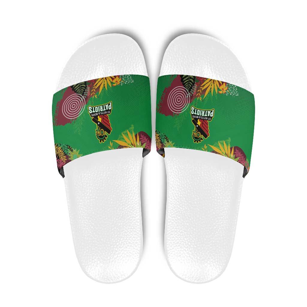 St Kitts and Nevis Cricket Patriots Slide Sandals Caribbean Tropical Plants Sporty Green LT03