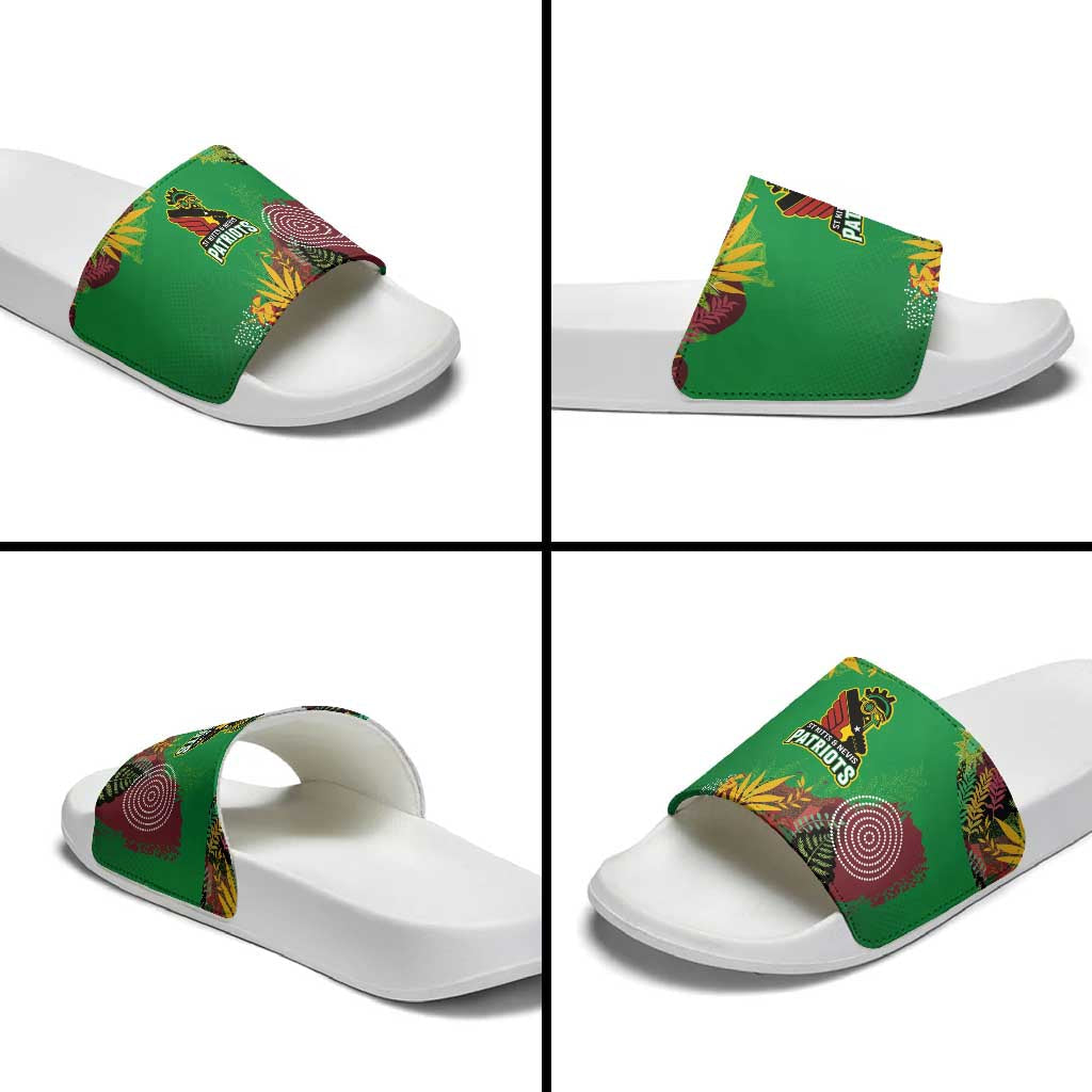 St Kitts and Nevis Cricket Patriots Slide Sandals Caribbean Tropical Plants Sporty Green LT03