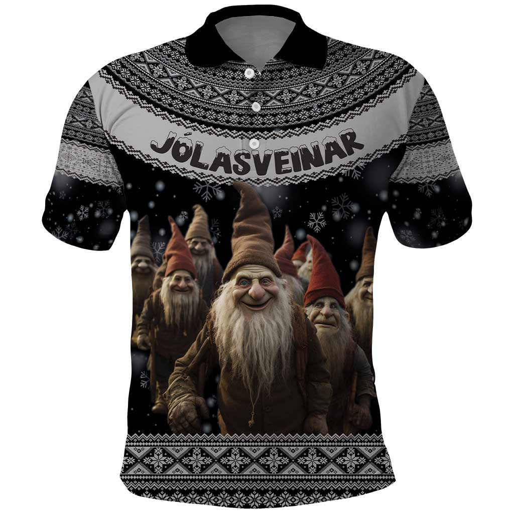 13 Yule Lads Iceland Christmas Polo Shirt Jolasveinar and Nordic Traditional Pattern LT03