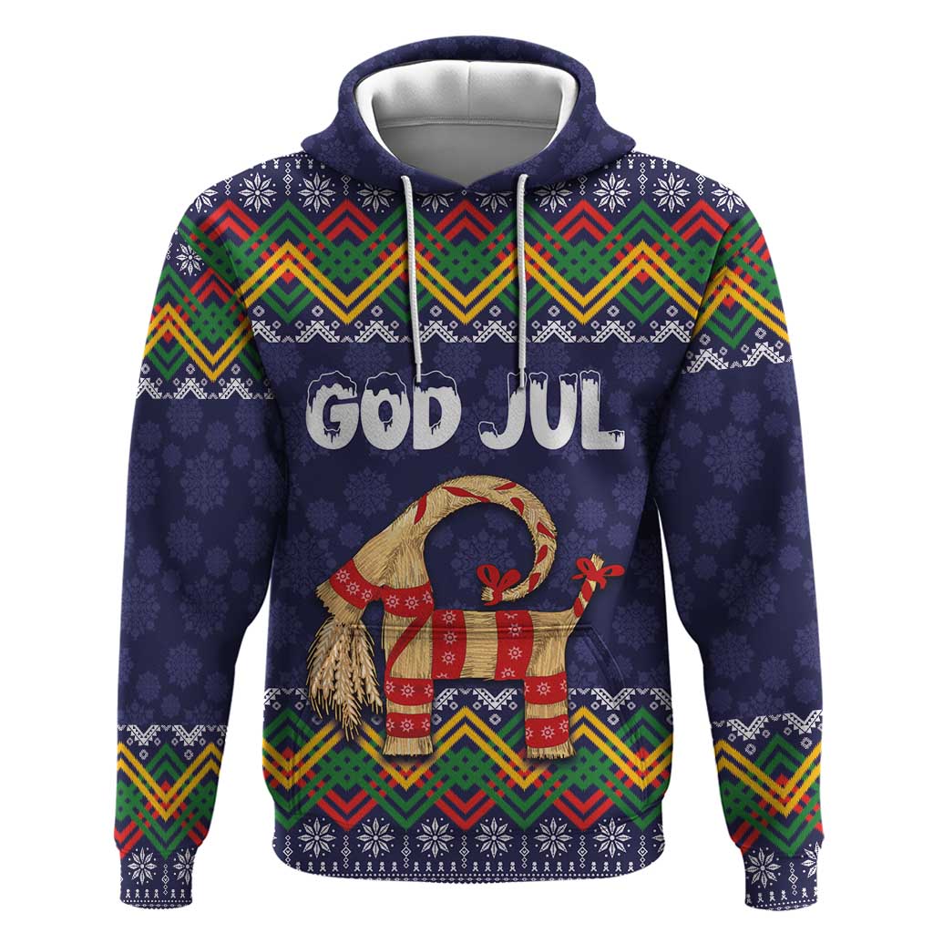 Scandinavian Yule Goat Christmas Hoodie with Scandinavian Folk Pattern Style LT03