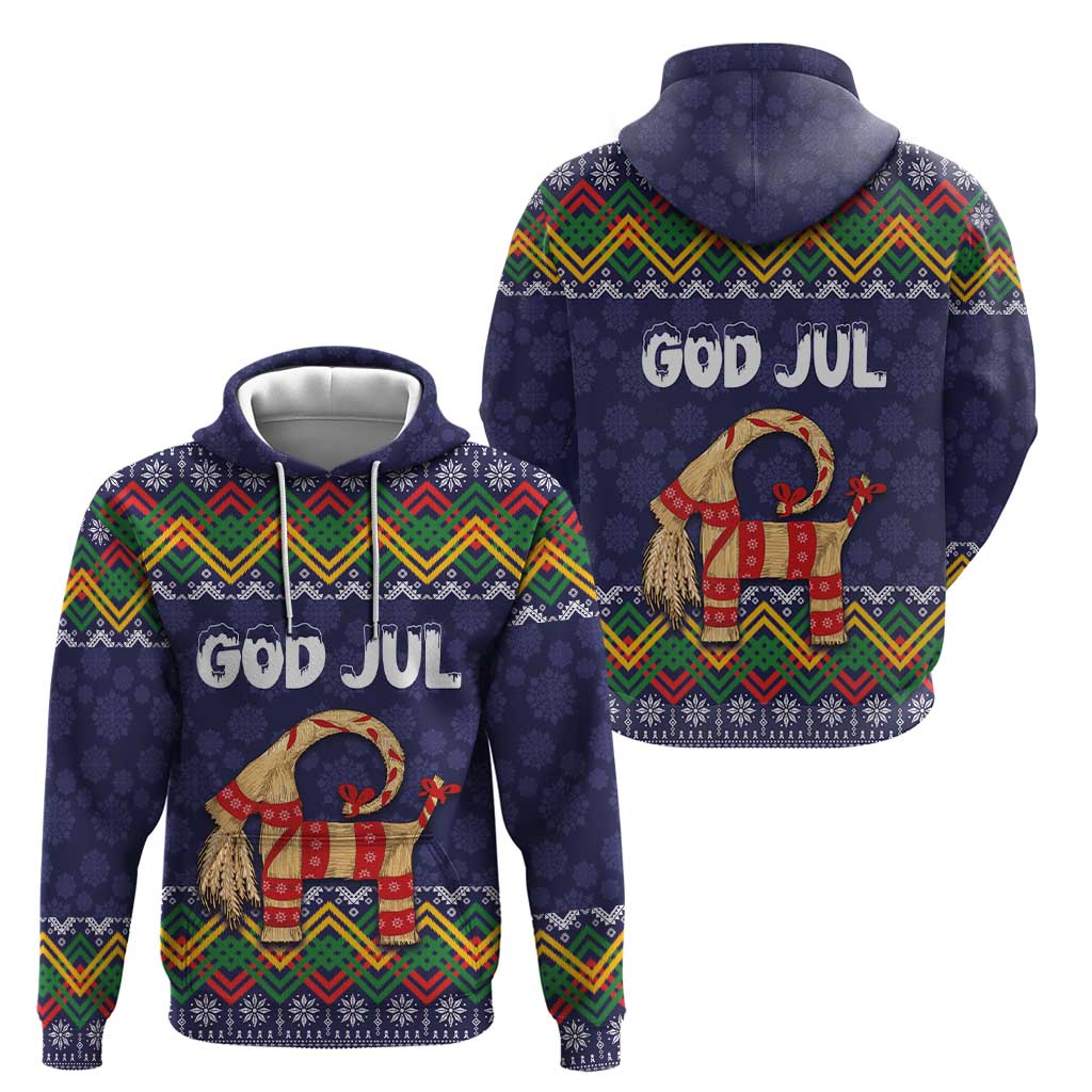 Scandinavian Yule Goat Christmas Hoodie with Scandinavian Folk Pattern Style LT03