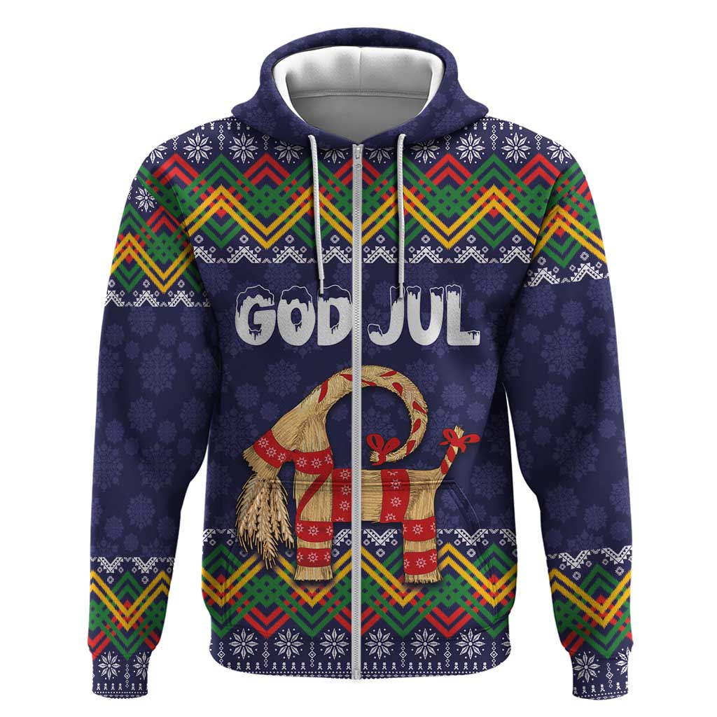 Scandinavian Yule Goat Christmas Hoodie with Scandinavian Folk Pattern Style LT03