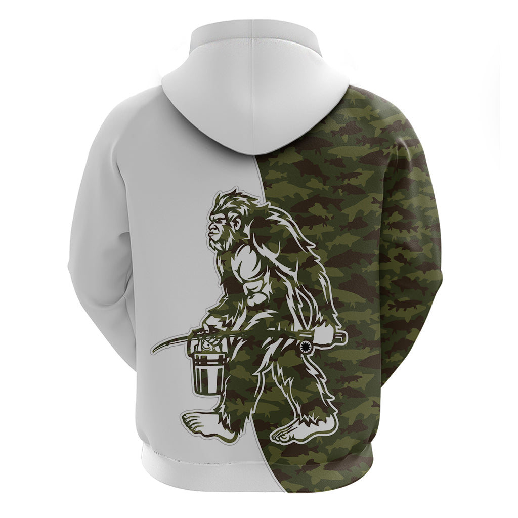 Funny Bigfoot Green Military Texture Fish Hoodie LT03