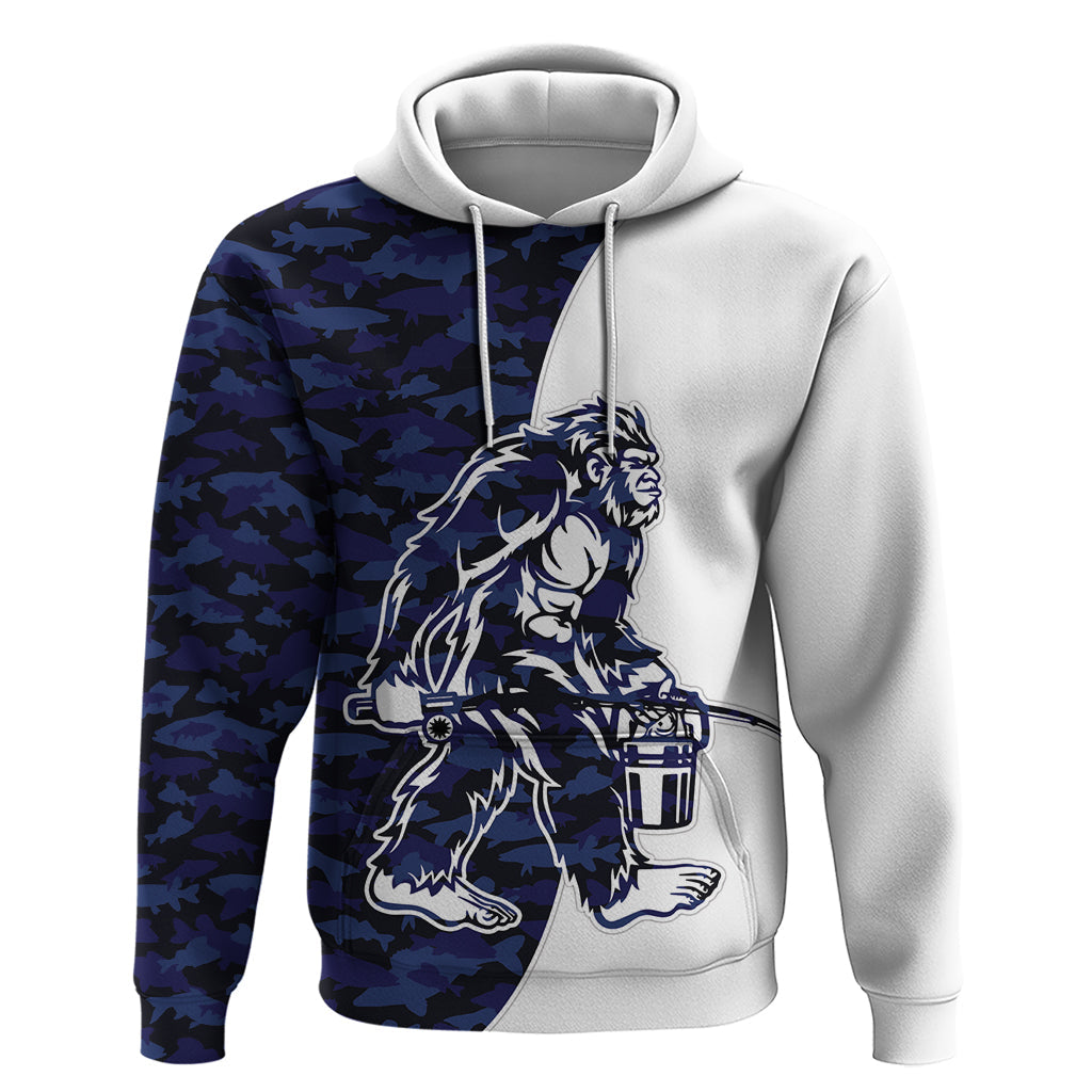 Funny Bigfoot Blue Military Texture Fish Hoodie LT03