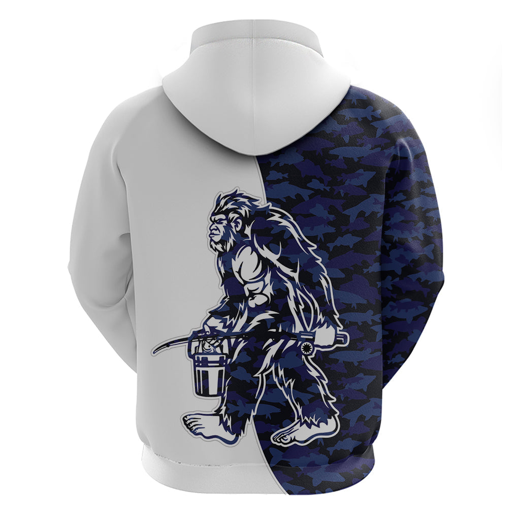 Funny Bigfoot Blue Military Texture Fish Hoodie LT03
