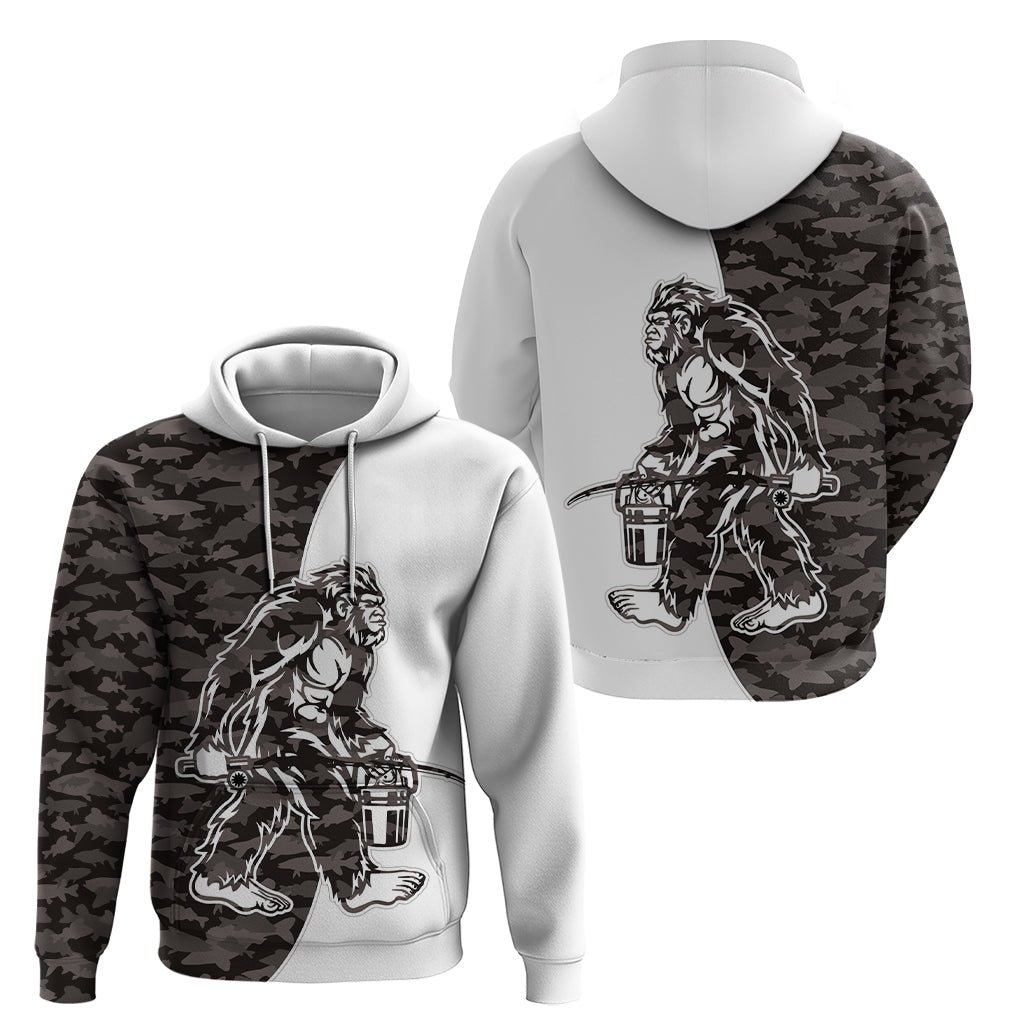 Funny Bigfoot Gray Military Texture Fish Hoodie LT03