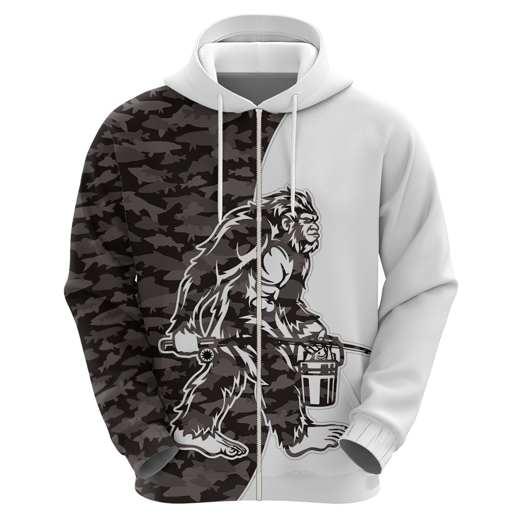Funny Bigfoot Gray Military Texture Fish Hoodie LT03