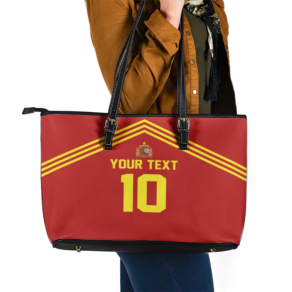Custom Spain Football 2024 Road To The Champion Leather Tote Bag Vamos a Espana LT03