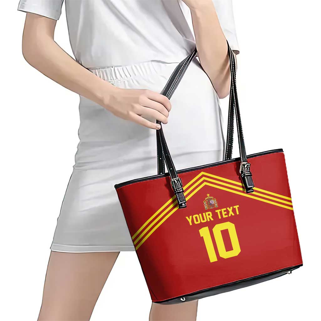 Custom Spain Football 2024 Road To The Champion Leather Tote Bag Vamos a Espana LT03