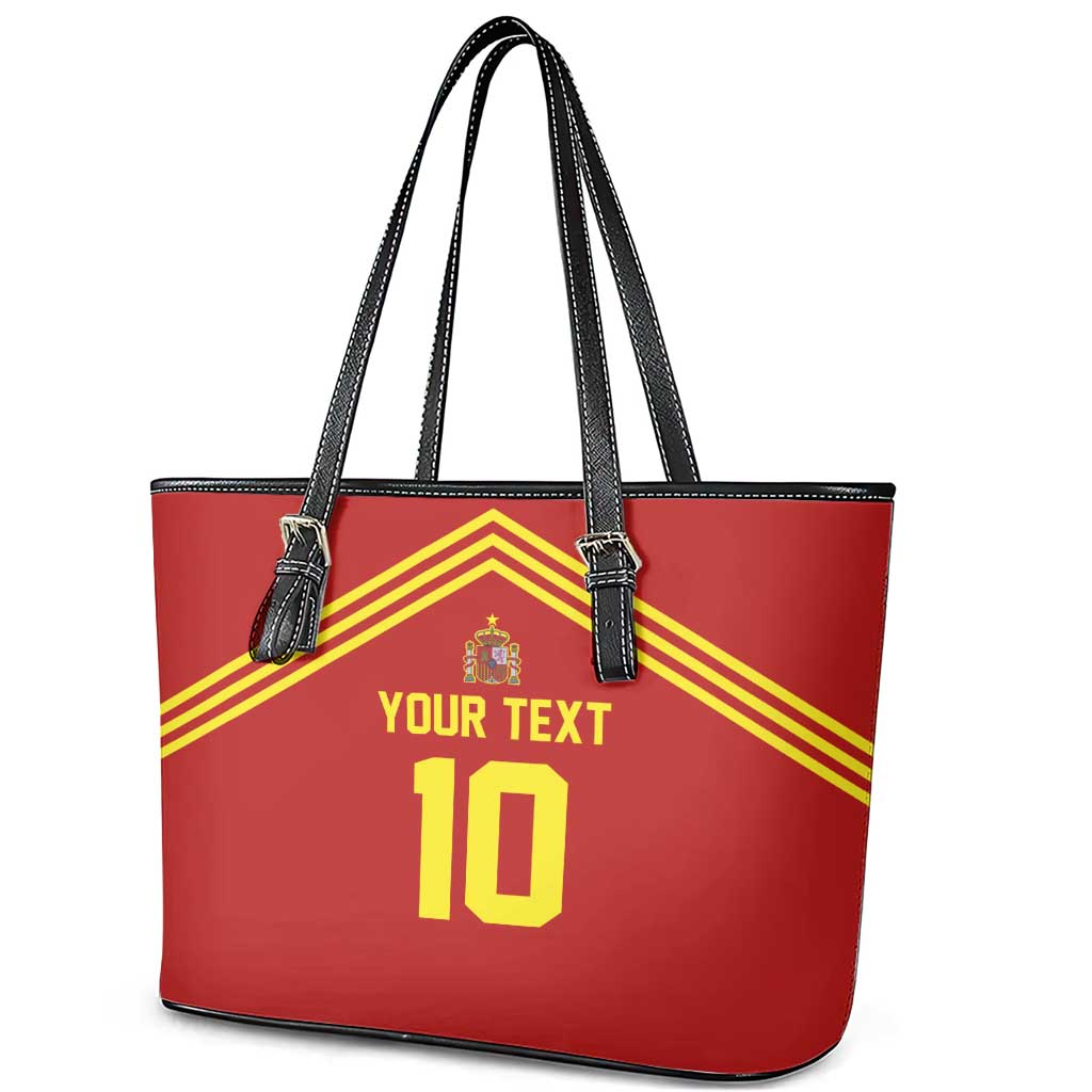 Custom Spain Football 2024 Road To The Champion Leather Tote Bag Vamos a Espana LT03