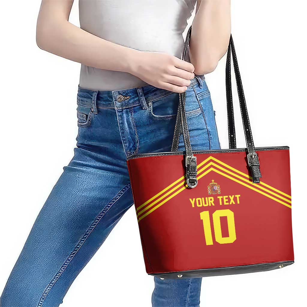 Custom Spain Football 2024 Road To The Champion Leather Tote Bag Vamos a Espana LT03